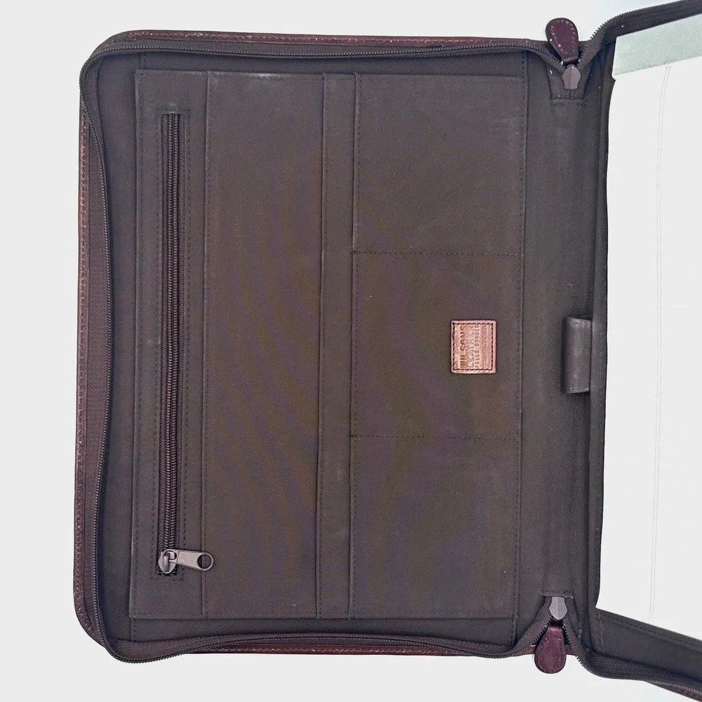 Vintage Wilsons Italian Leather Executive Padfolio Brown Zip Around  Portfolio